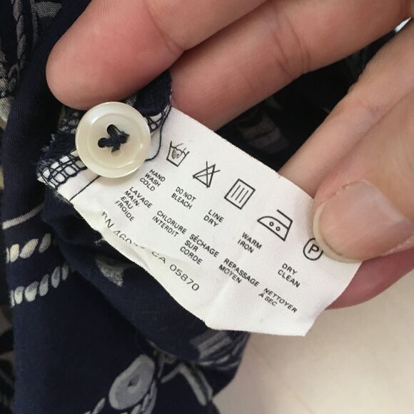 Espirit Sport Vintage 80s Navy Blue Nautical Print Button Front Shirt,‎ Top sz S - Picture 8 of 10